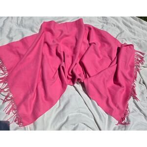 Talbots Cashmere Shawl Pink Fringe Edge Excellent 73" x 24"